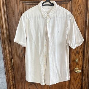 AllSaints White Short-Sleeve Button-Down Shirt